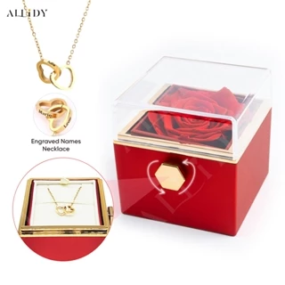 Colar Coração Duplo Personalizado com Nome - Presente Perfeito para Proposta, Caixa Rosa Eterna