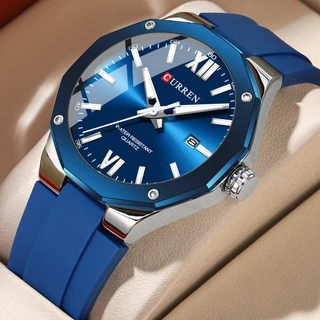 CURREN Relógio Masculino Nova Marca Original Autêntica Análogo Luminoso Silicone Analógico Faixa De Moda Casual Negócios Esportivos Quartzo À Prova D