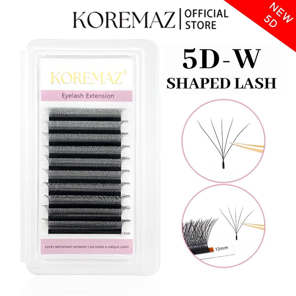 KOREMAZ 5D W Extensões De Cílios Em Forma De 0.07 C/D Faux Mink Natural ...