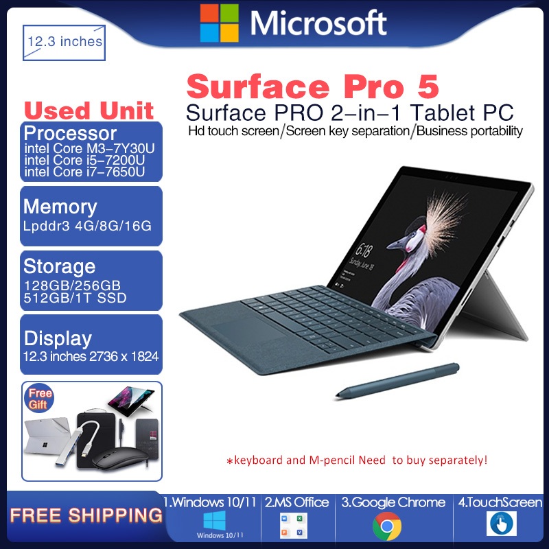 Microsoft Surface Pro3 Pro2 Pro4 Pro5 go1/2 Laptop 2 Em 1 4G/8G RAM  64G/128G/256/512GB SSD Windows10/11 Com Tela Sensíve