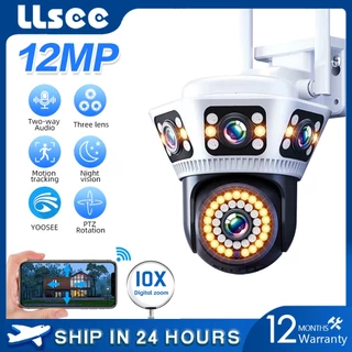 LLSEE YOOSEE 12MP 6K Câmera Sem Fio CCTV De 3 Lentes Casa À Prova D