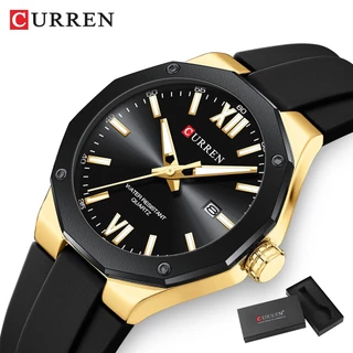 Novo Relógio CURREN Masculino Marca Original Casual Esportiva Estilo Esportivo À Prova D'água Ponteiro Luminoso De Silicone Análogo De Quartzo 8465