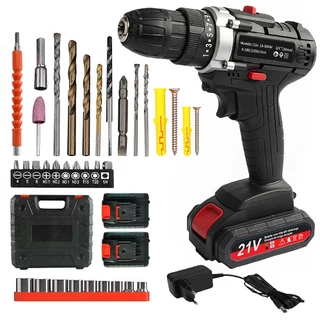 21V Furadeira Elétrica Parafusadeira com2Bateria Íon-lítio Sem Fio Bivolt