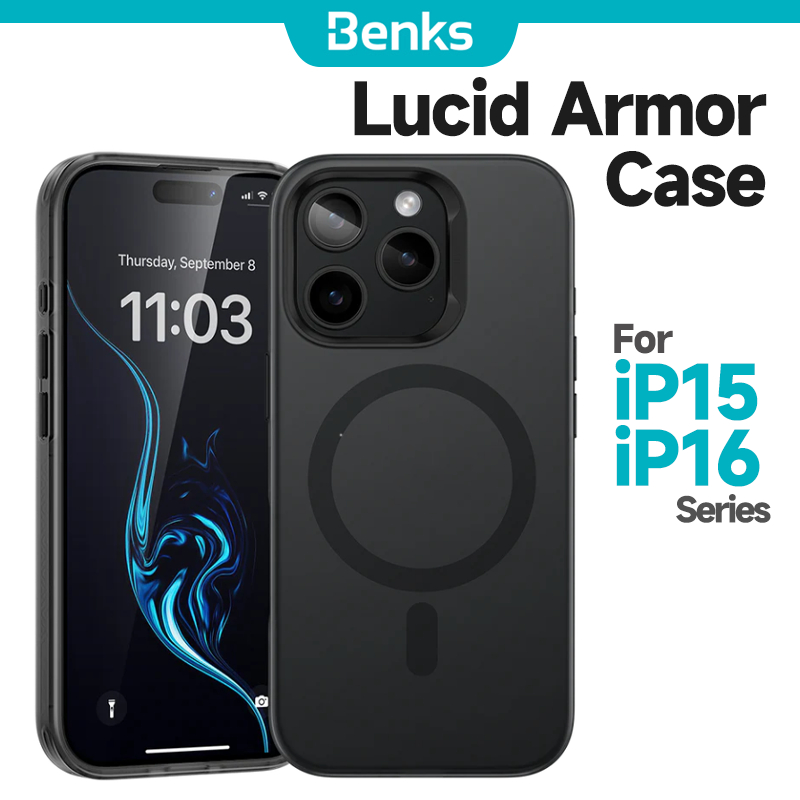 [Benks Official] Lucid Armor Capa Protetora Magnética Para IPhone 16 Plus15 14 Pro Max Proteção Com Tudo Incluído Caixa Do Amortecedor Airbag