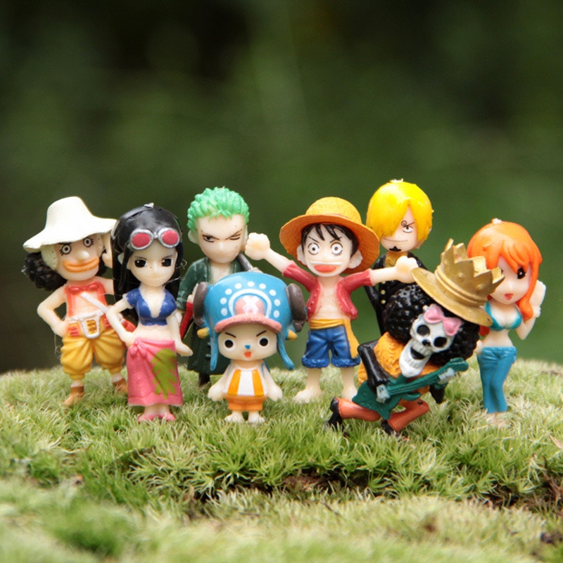 8 Pçs/Set 2-4cm Anime Q Versão Mini One Piece Luffy Nami Zoro