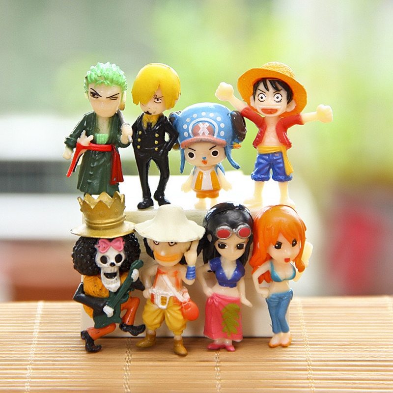 8 Pçs/Set 2-4cm Anime Q Versão Mini One Piece Luffy Nami Zoro Sanji ...