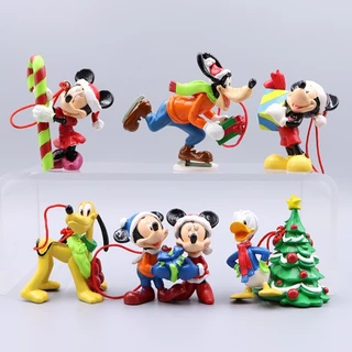 6 Pçs/Set 6-8cm Anime Mickey Mouse Chaveiro Minnie Pateta Plutão Pato Donald Árvore De Natal Q Versão PVC Figuras De Ação Modelo Boneca Brinquedos