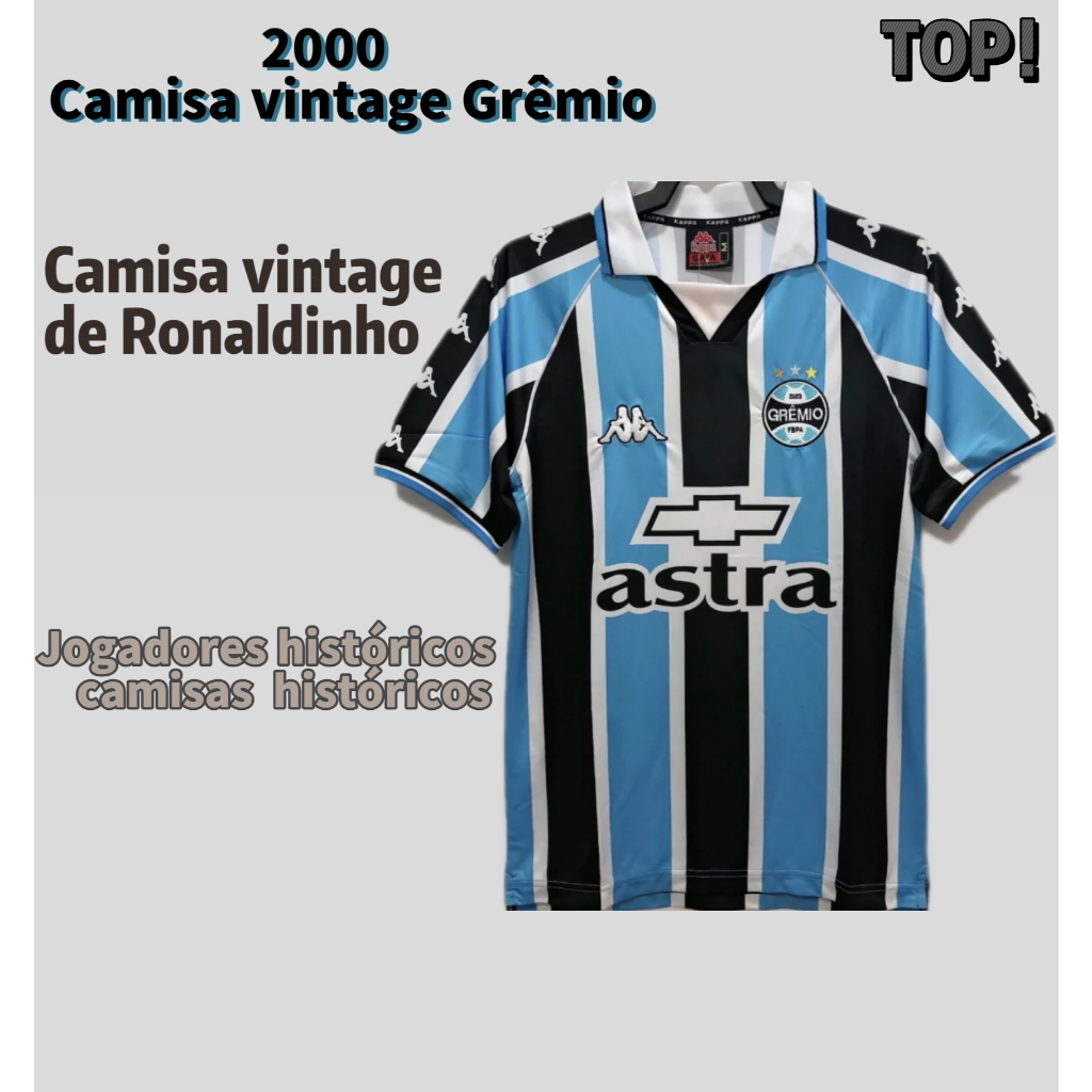 2000 Grêmio Home Jersey Grêmio Retro Jersey Ronaldinho Retro Jersey Manga Curta camisa
