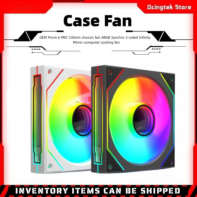 Ventilador De Chassi OEM Prism 6 PRO 120mm ARGB Synchro Resfriamento De Computador Com Espelho Infinito De 3 Lados