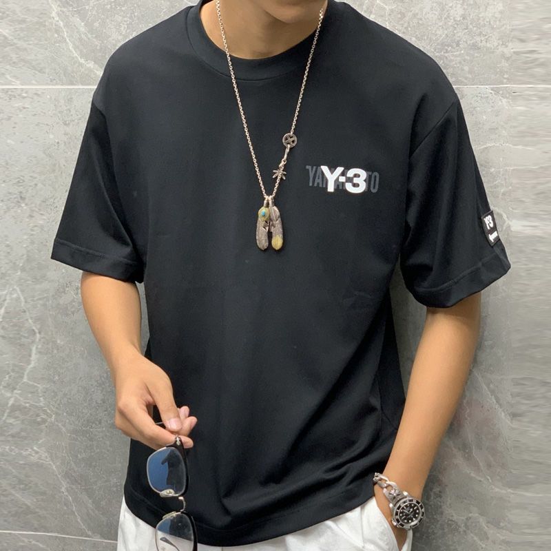 Y3 spot Venda Quente Camiseta De Manga Curta Masculina Marca Na Moda Grande Carta Impressa Esportes Casuais Ajuste Solto
