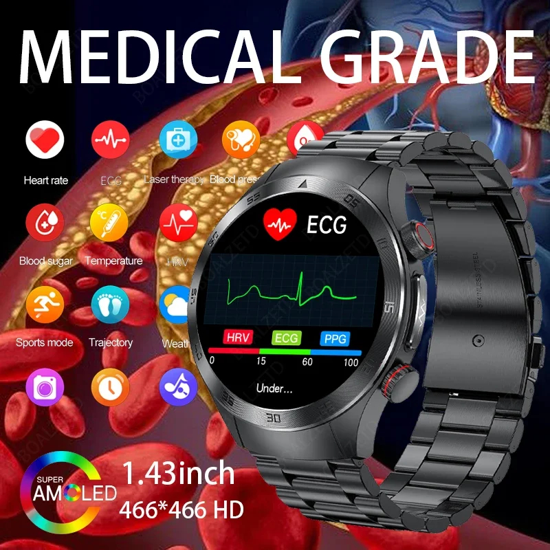SOS ECG Relógio Inteligente Para Homens Glicose No Sangue Pressão ...
