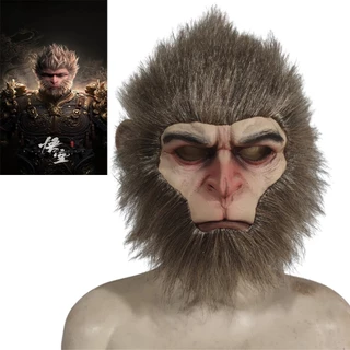 Adulto Preto Mito Wukong Máscara Halloween Maluco Máscaras De Látex Festa Jogo Viagem Para O Oeste Cosplay Chapelaria Palco Desempenho Vestir-Se Adereços