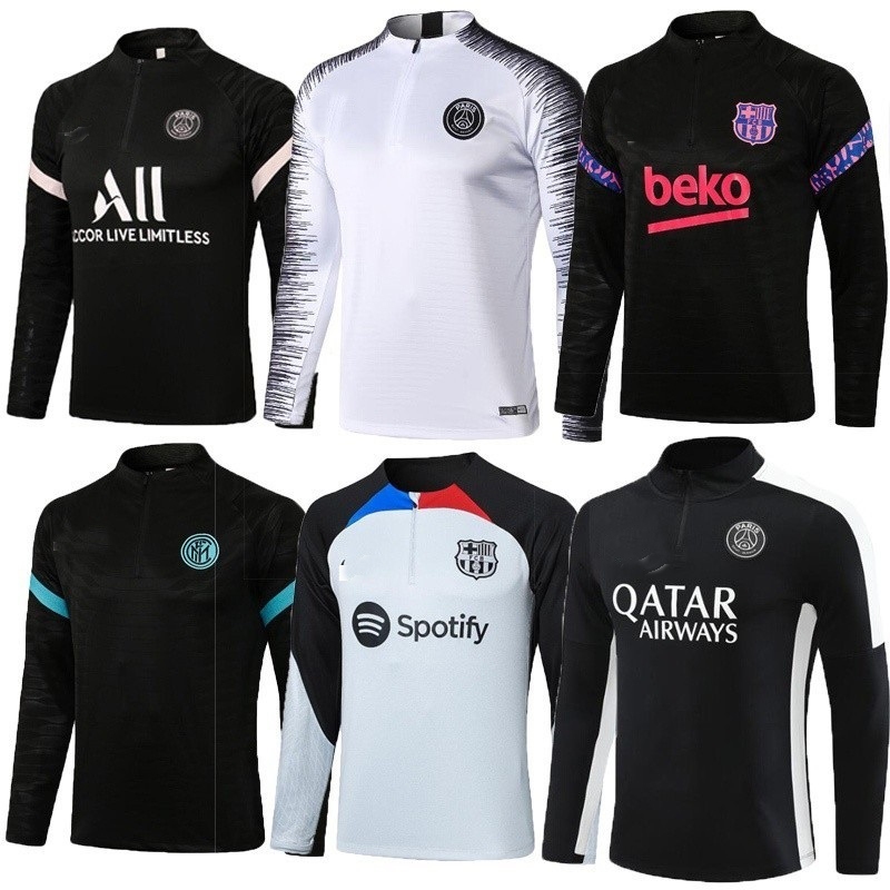 Uniforme De Treinamento De Futebol De Manga Comprida , Equipe Azul , fitness semi Com Zíper , Jogos Ao Ar Livre
