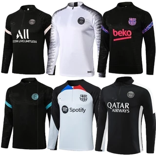 Uniforme De Treinamento De Futebol De Manga Comprida , Equipe Azul , fitness semi Com Zíper , Jogos Ao Ar Livre