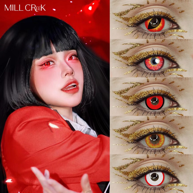 MILL CREEK Lentes De Contato Coloridas Halloween Cosplay Exagerat Tamanho Diâmetro 14.5 Mm Anime Conforto Confortável 2 Peças