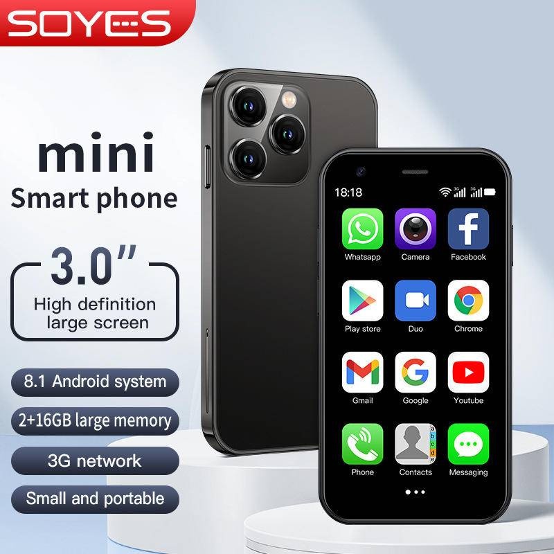 SOYES XS15 Ultra Fino 3.0 Polegadas Telefone Pequeno 2GB + 16GB Android 8.1 Dual SIM Standby 3G Mini Smartphone 1000mAh Wifi GPS Celular