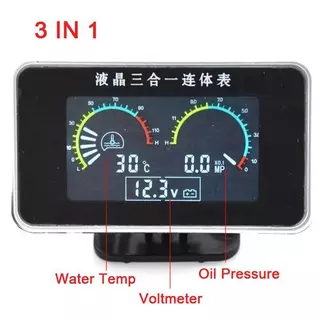 3 Em 1 LCD Carro Medidor Digital De Pressão De Óleo Voltímetro De Água De Temperatura De 1/8 NPT sensor + Da 10mm
