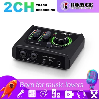 BOMGE Mini Interface De Áudio USB De 2 Canais Para Gravação , Streaming E Podcasting Com XLR/48V Phantom Power , De Qualidade De Estúdio Guitarristas , Vocalistas , Podcasters Ou