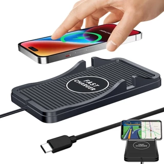 Carregador Sem Fio Para Carro Adaptador De Carregamento USB C Qi Tapete Rápido De 15 W Com Suporte De Telefone IPhone 15 14 13 12 Pro Max 11 8 Plus X XR Xs Samsung Note 20