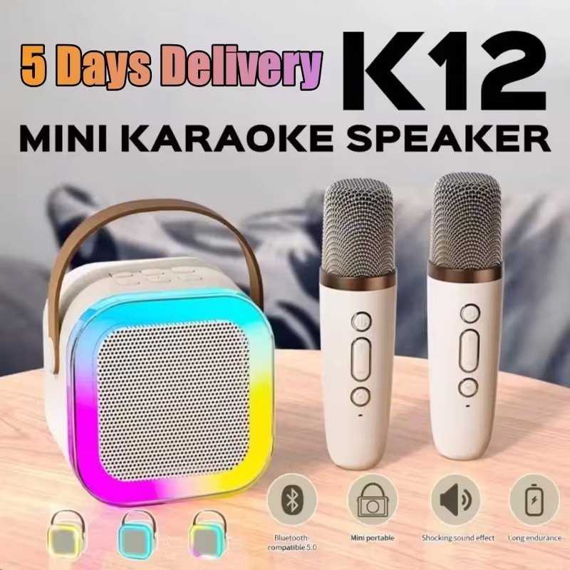 K12 Bluetooth Máquina De Karaokê Portátil 5.3 PA Sistema De Alto-Falante Com 1-2 Microfones Sem Fio Casa Família Cantando Presentes Das Crianças