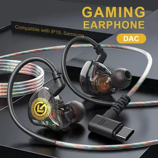 MUHUO QKZ Tipo C Baixo DAC Fones De Ouvido Com Fio 8D Surround Som Cancelamento De Ruído Fone Intra-Auricular Esporte Jogo Microfone em Oferta na Shopee
