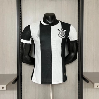 Camisa De Futebol CS 24/25 Manga Curta Listrada Preta E Branca (Versão Jogador)