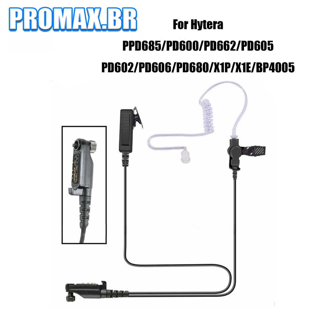 Oreillette Tube Acoustique Pour Talkie-walkie Hytera | Micro Avec PTT | Compatible PD680/X1p