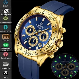 Naviforce Display Analógico Luminoso Negócios Relógios À Prova Dwaterproof Água Moda Pulseira De Silicone Masculino Quartzo Esportes Cronógrafo
