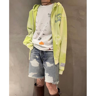 Galeria de roupas de rua - Novo estilo destruição rasgado remendo Jeans Shorts faca corte borla Jeans calças casuais lavadas azul