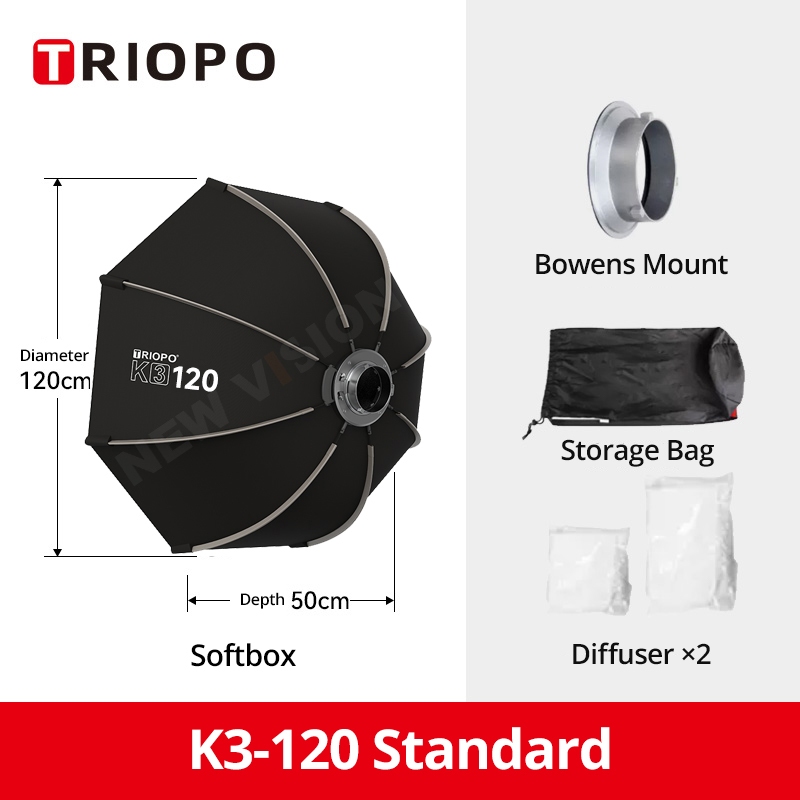 TRIOPO K3 Série 55cm 65cm 90cm 120cm Instalação Rápida Octogonal