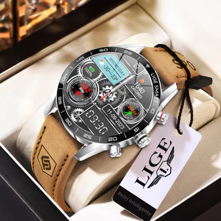 LIGE Relógio De Negócios Para Homens Inteligente AMOLED Tela HD Smartwatch Bluetooth Chamada IP67 À Prova Dip67 Água Pulseira Toque Completo Masculino