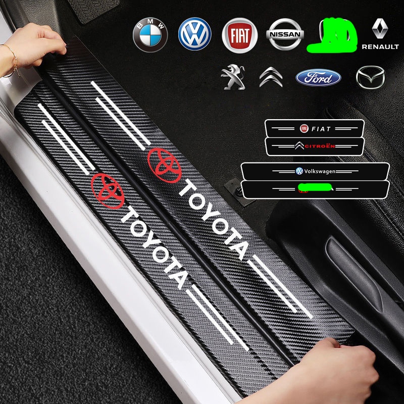 4pçs Adesivo De Proteção Do Limiar Para Carro Porta Traseira De Fibra De Carbono Faixa De Soleira Acessórios De Pedal Carros De Boas-Vindas