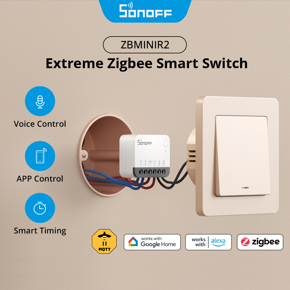 SONOFF ZBMINIR2 Extreme Zigbee 3.0 Smart Switch Relé Desanexar Interruptor Externo Controle Remoto via eWeLink Suporte Hubs Trabalhe Com Alexa Google Home