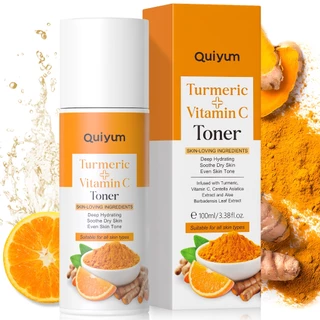 QUIYUM Cúrcuma Vitamina C Toner Antioxidação Hidratação Profunda Mesmo Tom De Pele Acalma Seca 100ml em Oferta na Shopee