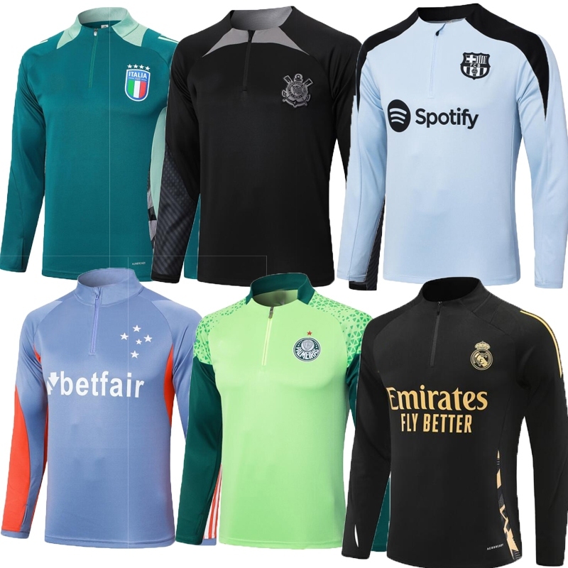 camisa de Futebol de manga Comprida 24/25 de Alta Qualidade , Esportiva Com Proporção de Meio Zíper 1 : 1 longa de time