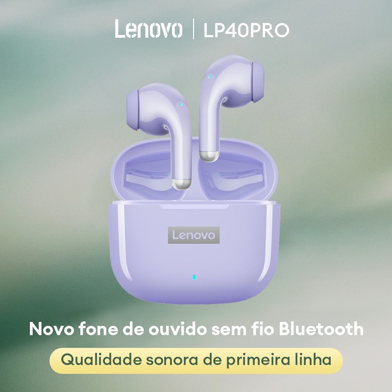 Lenovo LP40 Pro Fones De Ouvido Bluetooth Com Redução De Ruído Esportivo Sem Fio Controle De Toque 250mAH HD Estéreo Para Jogos De Baixa Latência 5.3