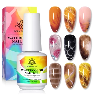 Born Pretty 15ml Blooming Gel Polonês Aquarela Base Transparente Top Gel Soak Off Nail Art Verniz em Oferta na Shopee