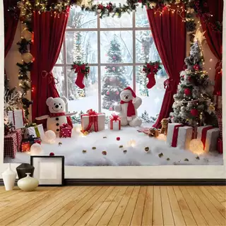 Linda decoração de festa de Natal Pano de fundo Presente de Natal Tapeçaria de poliéster Tapeçaria divertida Decoração de quarto Estética Decoração de casa Tapeçaria Nordic ins Quarto Sala de estar Decoração de parede Fundo de TV Pano de parede Lona