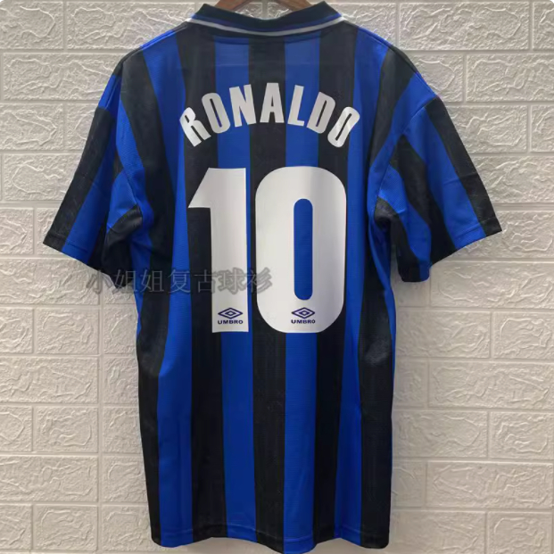9798 Serie A Inter Milan home jersey Clássico Retrô Uniforme De Futebol Masculino No 10 Ronaldo Manga Curta