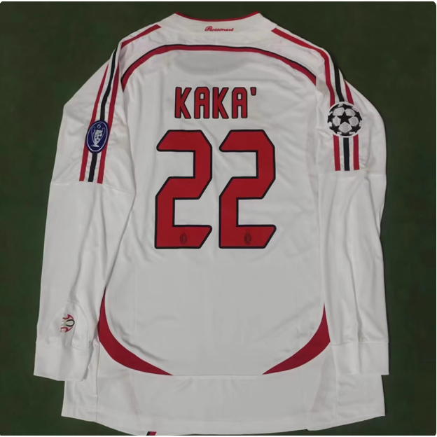 AC Milan 06-07 Liga Dos Campeões Final Edition Kaká Camisa De Manga Longa Inzaghi Team Jersey Retro Football
