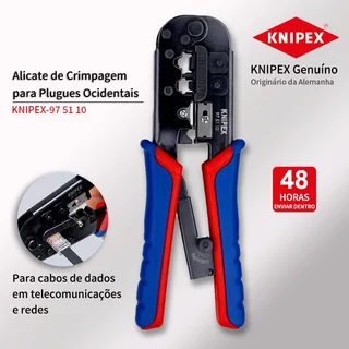 KNIPEX 97 51 10 Alicate De Crimpagem Para Plugues Ocidentais Ferramenta Polida De 7.5 Polegadas Lâminas De Alta Qualidade Trabalho Sem Fadiga
