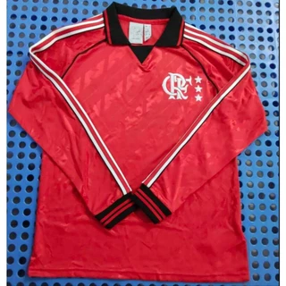 2024-2025 Camisa de futebol retrô vermelha versão manga comprida