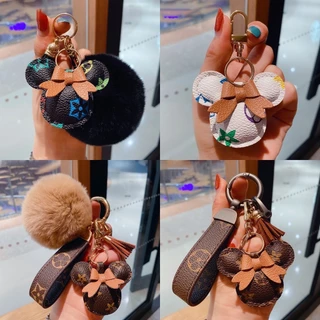 Criativo Dos Desenhos Animados Marca De Luxo Impresso Couro Mickey Minnie Chaveiro Carro Casal Saco Pingente em Oferta na Shopee