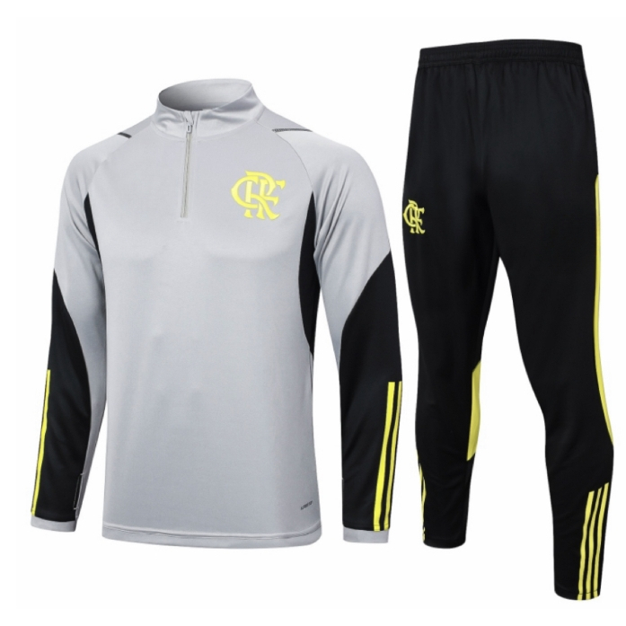 2024-25 Fato De Treino Versão Meia pull/Jaqueta Cinza Claro/Amarelo P-3GG
