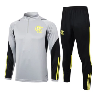 2024-25 Fato De Treino Versão Meia pull/Jaqueta Cinza Claro/Amarelo P-3GG