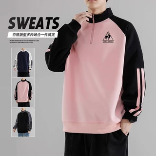 Galo outono inverno novo estilo gola moletom masculino, zíper moda na moda topo, esportes casuais manga longa T