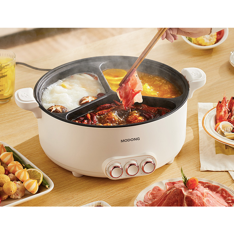 Panela quente elétrica doméstica de pato mandarim, tipo dividido influenciador Sangongge, fogão elétrico multifuncional de 6L