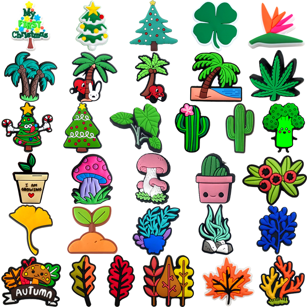 34 Estilos Verde Vegetação Cogumelo Tênis Encantos Sandálias Pingente Botão Original Sapato Tamanco Pinos Presentes Para