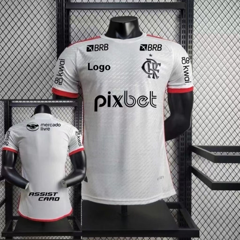 Flmg 2425 Camiseta Branca Slim-fit Camisa de Futebol Esportivo