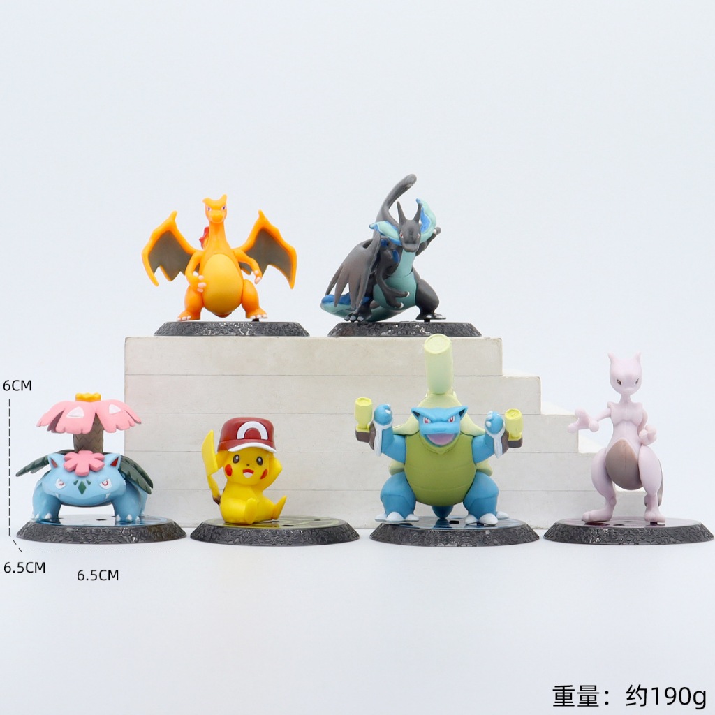 6 Pçs/Set Novo Anime Pokémon Pikachu Charizard Mewtwo Zeraora